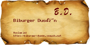 Biburger Dusán névjegykártya